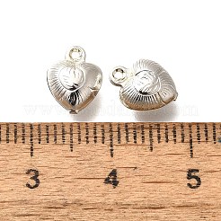 ラックメッキ真鍮チャーム  ハートチャーム  カドミウムフリー＆鉛フリー  長持ちメッキ  銀  9x7x4.5mm  穴：0.9mm&nbsp;KK-M313-04P-01