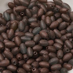透明な色のガラスシードビーズ  丸い穴  オーバル  ココナッツブラウン  5.5~6x3.5~4mm  穴：0.8mm  約4500個/500g&nbsp;SEED-F006-03A-12