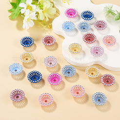 アクリル＆ラインストーンビーズキャップ60個  花  ミックスカラー  21x8mm  穴：3.5mm&nbsp;MACR-TA0002-78