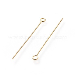 304ステンレススチールアイピン  ゴールドカラー  35x3mm  穴：1.8mm  ピン：0.7mm&nbsp;X-STAS-G205-02B-G