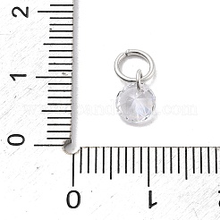 キュービックジルコニアチャーム付きスターリングシルバー925個  丸カン付き  フラットラウンド  5.5x3mm  穴：3.5mm&nbsp;STER-Q004-05B-P