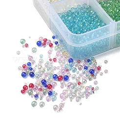 8色DIY3Dネイルアートデコレーションミニガラスビーズ  小さなキャビアネイルビーズ  ミックスカラー  0.4~3mm  14g /カラー  112グラム&nbsp;GLAA-YW0001-36
