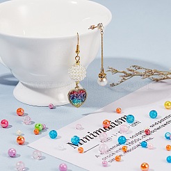 DIYジュエリー作成キット  ポリスチレンアクリルビーズを含む  クラックガラスビーズ  スプレーペイントクラックルガラスビーズ  パール調アクリルビーズ  タツノオトシゴ合金エナメルペンダント  ミックスカラー  ペンダント：約13~46x10~30x1.5~9mm  ビーズ：約4~14mm&nbsp;DIY-SZ0004-72