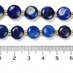 天然石ラピスラズリビーズ連売り  デイド  シードビーズで  フラットラウンド  10~10.5x4~5mm  穴：0.8mm  約32個/連  15.47''（39.3センチメートル）&nbsp;G-H005-B09-01