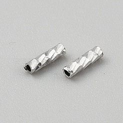 925純銀製のチューブビーズ  プラチナ  5x1.5mm  穴：0.9mm&nbsp;STER-WH0004-060C-P