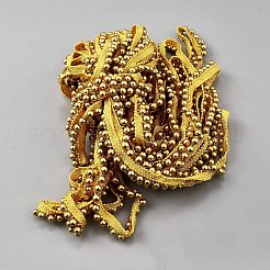 ポリエステルのしわリボン  レースのトリム  模造真珠ビーズ  洋服アクセサリー  ゴールド  1/2インチ（12mm）&nbsp;OCOR-WH0070-212