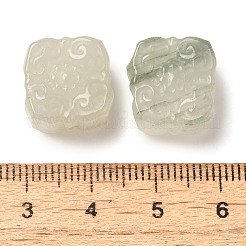 天然石翡翠ビーズ  花が彫られた正方形  14x14x8mm  穴：1.2mm&nbsp;G-P550-16