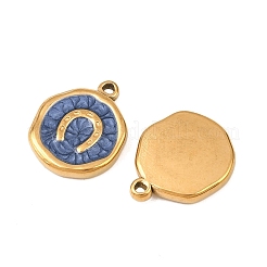 304ステンレススチールエナメルペンダント  フラットラウンド  ゴールドカラー  蹄鉄  15.5~16.5x13.5x2.5mm  穴：1.2~1.4mm&nbsp;STAS-P425-01G-09