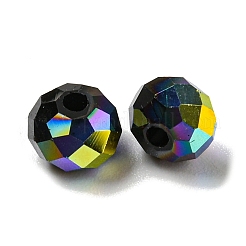 電気メッキガラスビーズ  ロンデル  ブラック  6x4mm  穴：1.4mm  100個/袋&nbsp;EGLA-Z004-01A-09