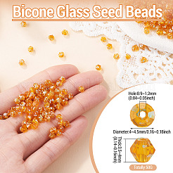 ピカソ ベーキングペイント ガラスシードビーズ  双円錐形  ダークオレンジ  4~4.5x3.5~4mm  穴：0.9~1.2mm&nbsp;SEED-TA0001-62C