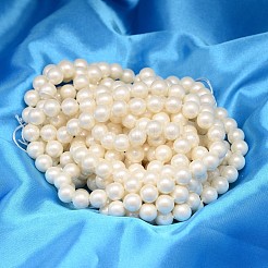 ラウンドシェルパールビーズ連売り  マット面  乳白色  10mm  穴：0.8~1mm  約40個/連  15.74インチ。&nbsp;BSHE-L011-10mm-A013A