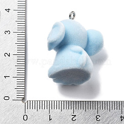 樹脂チャーム  プラチナ鉄ループ付き  象のチャーム  ライトスカイブルー  29x25x21mm  穴：2mm&nbsp;RESI-Q007-03A
