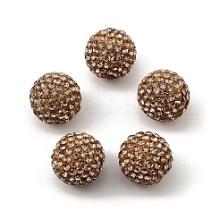 パヴェボールディスコビーズ  樹脂粘土ラインストーンビーズ  グレードA  lt.col.topaz  pp15（2.1~2.2mm）  14mm  穴：1.8mm&nbsp;RB-Q195-14mm-246
