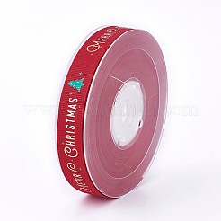 クリスマス用ポリエステルグロスリンリボン  クリスマスツリー  レッド  16mm  約100ヤード/ロール&nbsp;SRIB-P013-A02