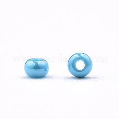 11/0 チェコ不透明ガラスシードビーズ  光沢のある  ラウンド  空色  2.2x1.5mm  穴：0.7mm  約500 G /袋&nbsp;SEED-N004-003B-16