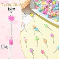 アクリル＆ガラスペンダント100個  304ステンレススチール製金具付き  ステンレス鋼色  ミックスカラー  27.3mm  穴：2.9mm&nbsp;PALLOY-CJ00180