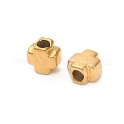 304ステンレススチールビーズ  クロス  イオンプレーティング（ip）  18KGP本金メッキ  4x4x2.5mm  穴：1.4mm&nbsp;X-STAS-D204-04G