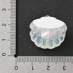 不透明樹脂ペンダント  プラチナ鉄ループ付き  シェル形状  24x23.5x17mm  穴：2mm&nbsp;RESI-C061-03B-01