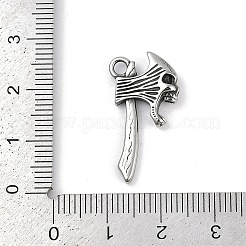 316サージカルステンレスペンダント  スカル斧チャーム  アンティークシルバー  25x13x4mm  穴：2.2mm&nbsp;STAS-G349-29AS