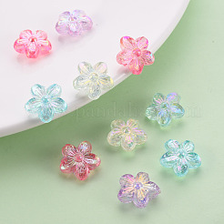 透明なアクリルビーズ  ABカラー  花  ミックスカラー  14.5x15.5x7mm  穴：1.8mm&nbsp;X-TACR-S154-45C