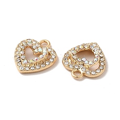 ラックメッキ合金ラインストーンパンツ  ニッケルフリー  ハートチャーム  ゴールドカラー  クリスタル  17.5x15x5mm  穴：1.6mm&nbsp;ALRI-O024-06G-01