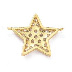 真鍮製マイクロパヴェキュービックジルコニアリンクコネクター  ゴールドカラー  スター  透明  19x15x3.5mm  穴：1mm&nbsp;ZIRC-P085-20G-05