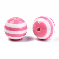 ラウンド縞模様樹脂ビーズ  ピンク  20x18mm  穴：3mm&nbsp;X-RESI-R158-20mm-06