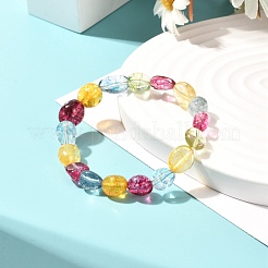 子供のための天然水晶フリーフォームビーズストレッチブレスレット  カラフル  内径：1-7/8インチ（4.7cm）  ビーズ：8~12x6~10x5~8.5mm&nbsp;BJEW-JB07064-02