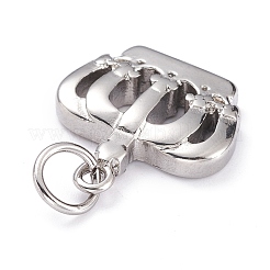 変色しない304ステンレススチールペンダント  丸カン付き  クラウン  ステンレス鋼色  19.5x18x4mm  穴：5mm&nbsp;STAS-H144-01P