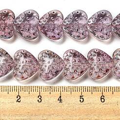 ガラスビーズ連売り  ハート  オールドローズ  13x15mm  穴：1mm  約58個/連  27.56''（70センチメートル）&nbsp;GLAA-B018-01A