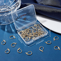 304ステンレススチールフレンチフックピアス金具50個  水平ループ付き  ゴールドカラー  15.5x10x1.5mm  穴：1.5mm&nbsp;STAS-BBC0001-44G