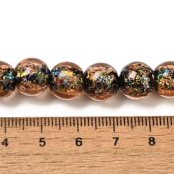 手作りの二色性箔ガラスビーズ連売り  ラウンド  サンゴ  10.5mm  穴：1.4mm  約40個/連  15.16''（38.5センチメートル）&nbsp;DICH-U001-05A