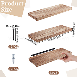 長方形の木製壁掛け収納ラック  バリーウッド  400x150x25mm&nbsp;AJEW-WH0794-23