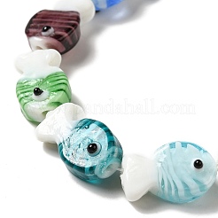 手作りランプワークビーズ連売り  魚  カラフル  20~21x12~12.5x7.5~10.5mm  穴：1.2mm  約20個/連  16.26インチ（41.3cm）&nbsp;LAMP-G154-07A