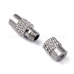 円柱真鍮製ネジ式クラスプ  プラチナ  11~12x4mm  穴：1mm&nbsp;X-KK-M143-01