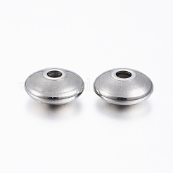 変色しにくい201ステンレススチールスペーサービーズ  ロンデル  ステンレス鋼色  8x3.5mm  穴：2mm&nbsp;X-STAS-H376-52