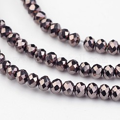 電気メッキガラスビーズ連売り  多面カット  ロンデル  銅メッキ  2.9~3.3x2mm  穴：1mm  約135~140個/連  32~34cm&nbsp;LS-EGLA-G014-2mm-FP09