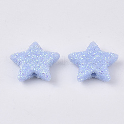 不透明なアクリルビーズ  グリッターパウダー付き  スター  ライトスカイブルー  13.5x14.5x4mm  穴：1.6mm&nbsp;MACR-T033-05D