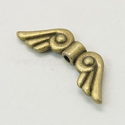 チベット風合金ビーズ  カドミウムフリー＆ニッケルフリー＆鉛フリー  翼  アンティークブロンズ  21x7.5mm  穴：1mm&nbsp;TIBEB-1000-AB-FF