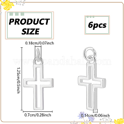スターリングシルバーペンダント6個925個  クロスチャーム  スタンプ925個付き  銀  12.5x7x1.4mm  穴：1.8mm&nbsp;STER-PH0003-35
