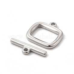 変色しない304ステンレススチールのトグル留め具  長方形  ステンレス鋼色  矩形：13.5x14x2mm  穴：1.4mm  6.5x9.5mm内径  バー：16.5x5x2mm  穴：1.2mm&nbsp;STAS-F290-02P