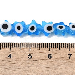 手作りナザールボンジュウランプワークビーズ連売り  スター  ドジャーブルー  8x8x3~3.5mm  穴：0.6mm  約48~49個/連  13.19~13.86''（33.5~35.2センチメートル）&nbsp;LAMP-G166-02D