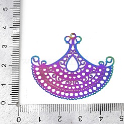 304ステンレススチールエッチングメタル装飾ペンダント  ファンチャーム  虹色  35.5x42x0.4mm  穴：1.6mm&nbsp;STAS-A192-06RC