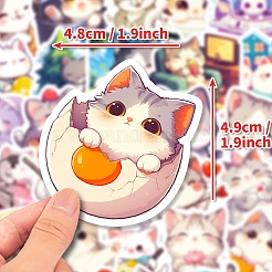 漫画猫紙粘着絵ステッカー50枚  水筒用  ラップトップ  荷物  カップ  コンピューター  携帯電話  スケートボード  ギターのステッカーの装飾  ミックスカラー  46~49x35~50x0.1mm  50個/セット&nbsp;STIC-C010-15