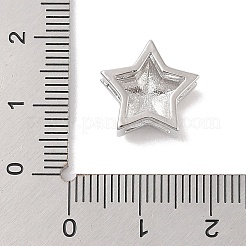 ラックメッキ真鍮製ビーズ  カドミウムフリー＆鉛フリー  長持ちメッキ  スター  プラチナ  14x14x7mm  穴：3x11mm&nbsp;KK-S380-22P