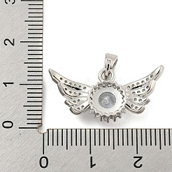 真鍮製マイクロパヴェキュービックジルコニアペンダント  翼  プラチナ  12x25x5mm  穴：5x3mm&nbsp;KK-Q812-01P