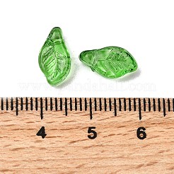 ガラスビーズ  葉  グリーン  12x6.5x5mm  穴：0.8mm&nbsp;GLAA-D303-08H