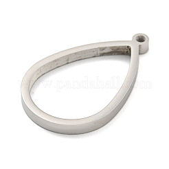 変色しない304ステンレススチールレーザーカットペンダント  ティアドロップチャーム  ステンレス鋼色  32x20x2.8mm  穴：2mm&nbsp;STAS-U009-05A-P