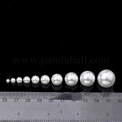 環境に優しいガラスパールビーズ  高い光沢  グレードA  穴なし/ドリルなしラウンド  ホワイト  10mm&nbsp;LS-GLAA-S172-10mm-01A