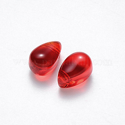 模造ヒスイガラスのチャーム  ティアドロップ  レッド  9x6x6mm  穴：1mm&nbsp;GLAA-R211-03-A01